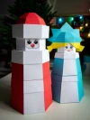 Low Poly Stacked Box Santa Claus Papercraft Template | DIY 3D Geometric Christmas Figure | Festive Holiday Decor