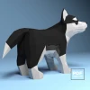 Husky Puppy Papercraft Low Poly Decoration, PDF Template, DIY Paper 3D CumulusCraft