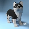 Husky Puppy Papercraft Low Poly Decoration, PDF Template, DIY Paper 3D CumulusCraft