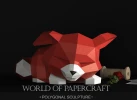 Sleeping Foxes Low Poly Papercraft, Paper Sculpture, Low Poly PDF Template, DIY Decor & Gift