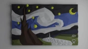 Starry Night 3D Wall Decor Low poly Papercraft, DIY, PDF