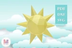 3D Paper Sun: Low Poly Wall Art Template (PDF, SVG, DXF)