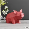 Piggy Papercraft, Sitting Pig Home Decor, Low Poly Papercraft