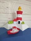 Low Poly Whale Lighthouse Papercraft PDF Template - 3D Ocean Wall Art DIY Kit - Nautical Nursery Decor