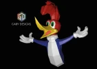 Woody Woodpecker 3D Wall Decor Low poly Papercraft, DIY, PDF