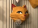 Cat Head Papercraft Low Poly Decoration, PDF Template, DIY Paper 3D CumulusCraft