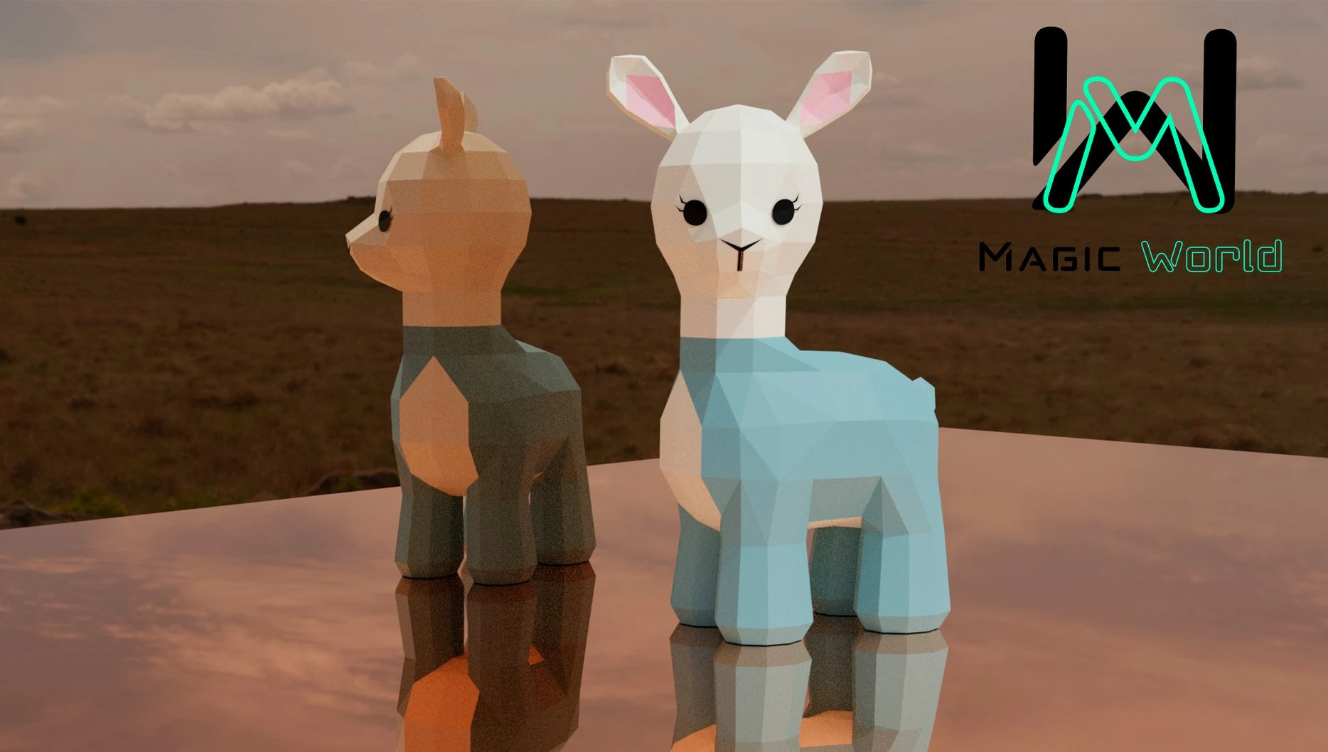 Baby Llama, LLama bebé Low Poly, Papercraft, PDF template, Paper model, Sculpture, 3D puzzle, Polygonal model, Lowpoly