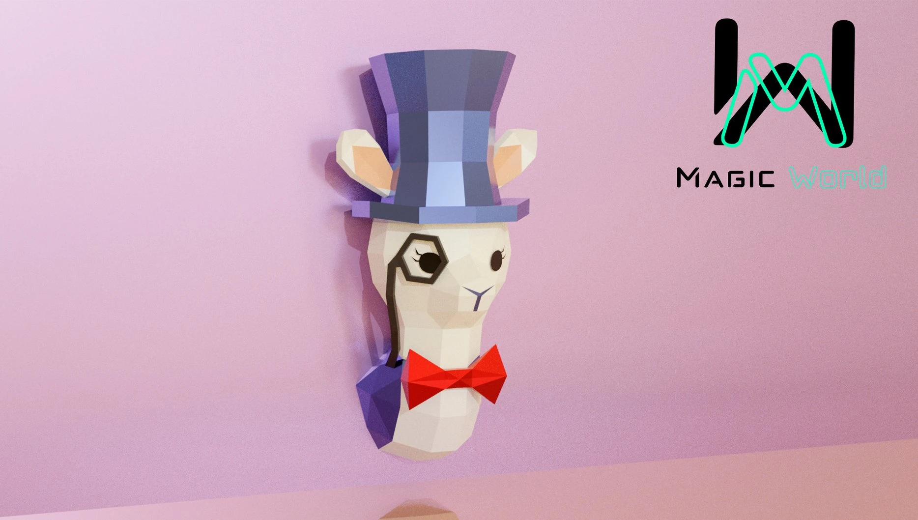 Llama Elegante Pared Low Poly, Papercraft, PDF template, Paper model, Sculpture, 3D puzzle, Polygonal model, Lowpoly