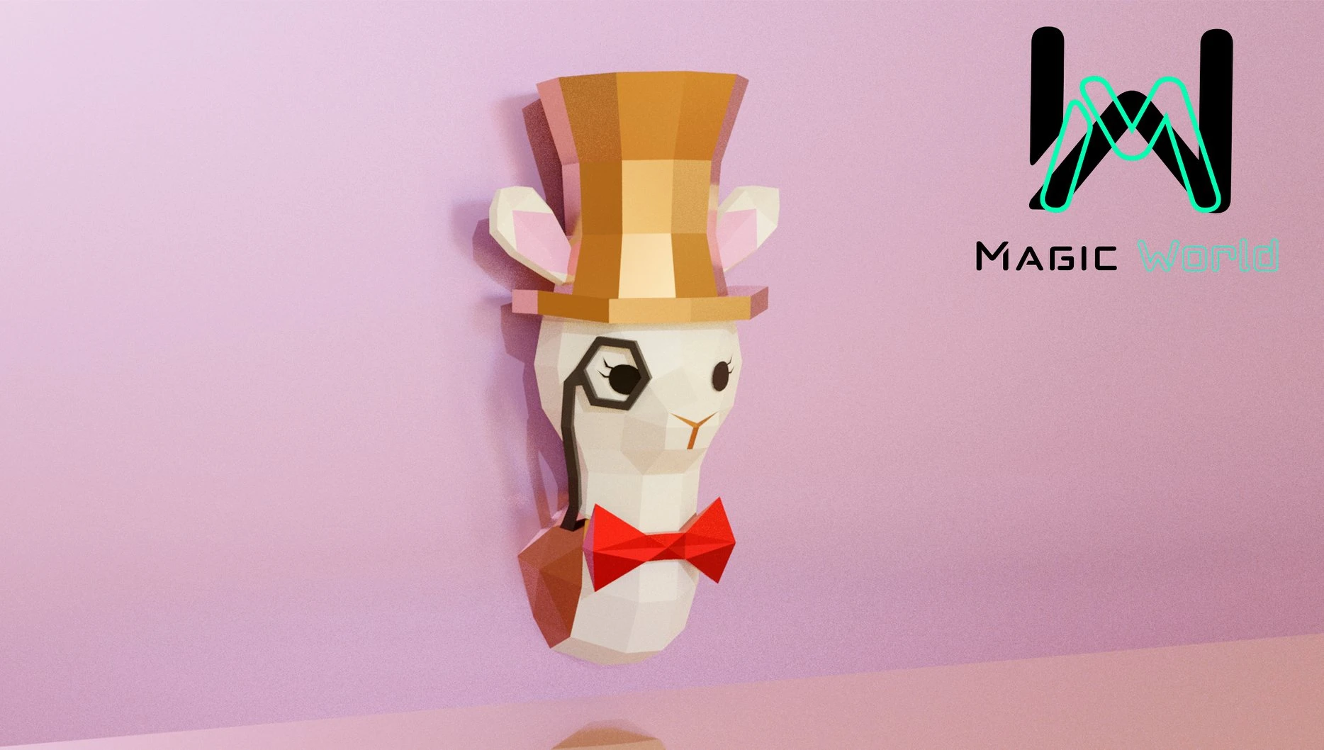 Llama Elegante Pared Low Poly, Papercraft, PDF template, Paper model, Sculpture, 3D puzzle, Polygonal model, Lowpoly