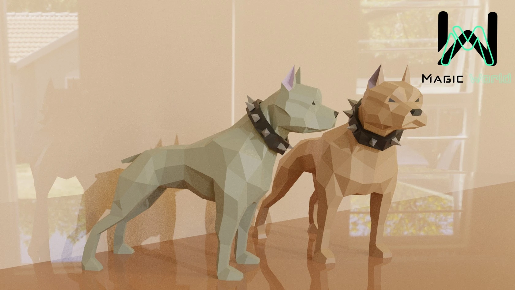 Guard Pitbull, Pitbull Guardián Low Poly, Papercraft, PDF template, Paper model, Sculpture, 3D puzzle, Polygonal model, Lowpoly