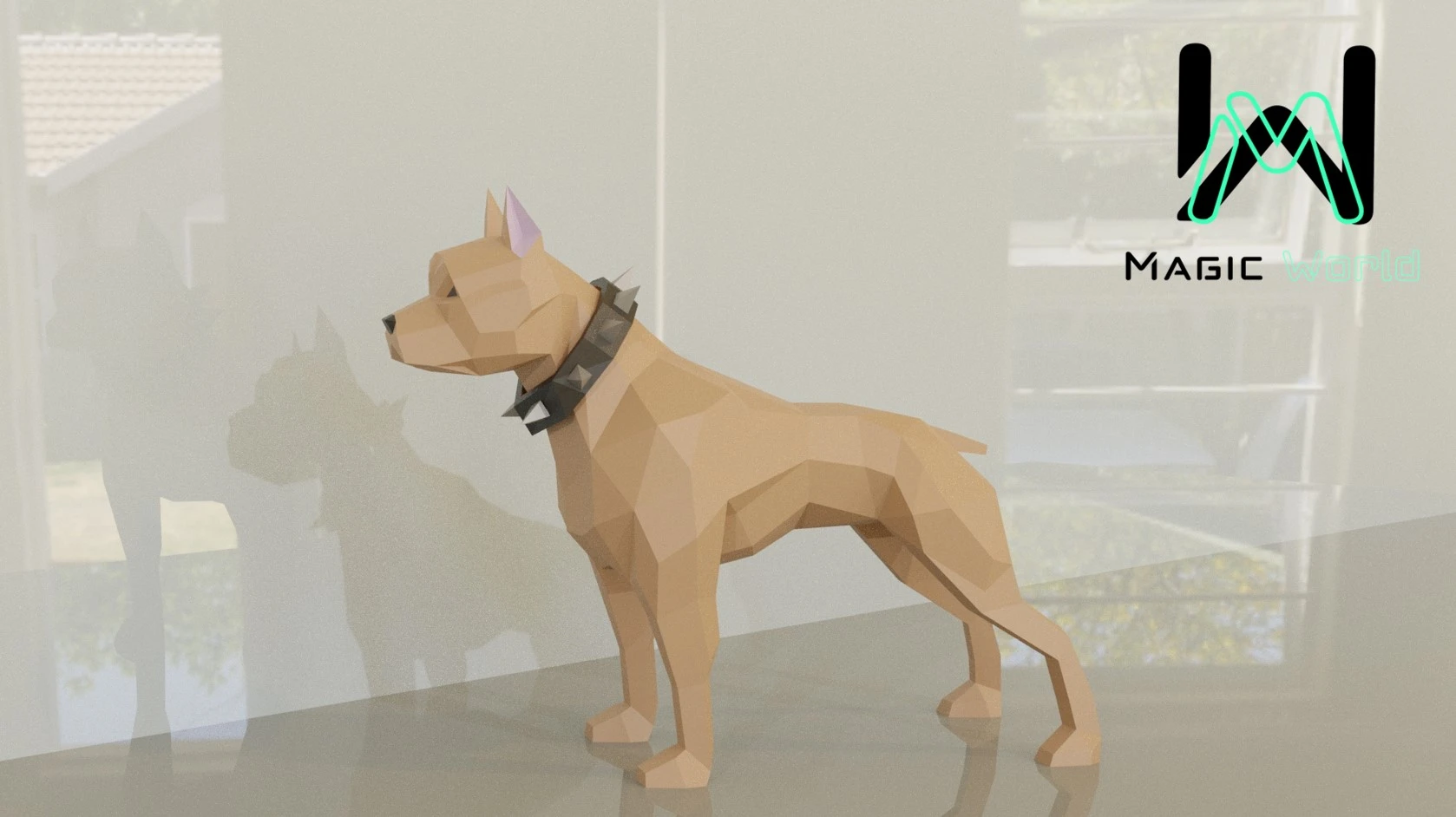 Guard Pitbull, Pitbull Guardián Low Poly, Papercraft, PDF template, Paper model, Sculpture, 3D puzzle, Polygonal model, Lowpoly