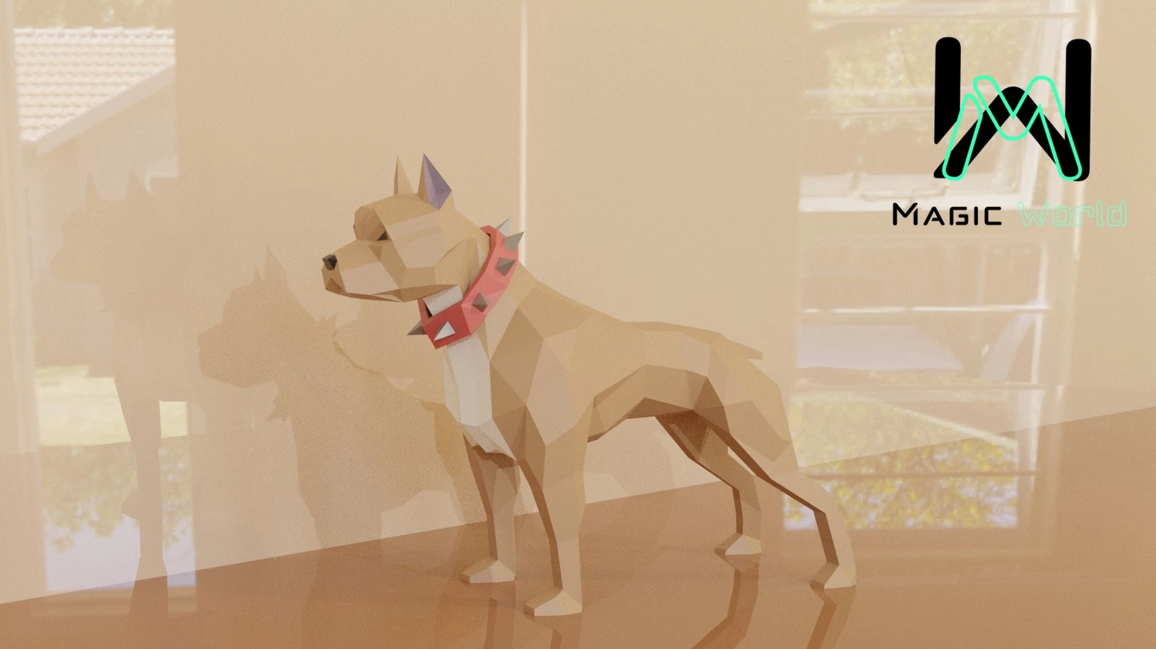 Guard Pitbull, Pitbull Guardián Low Poly, Papercraft, PDF template, Paper model, Sculpture, 3D puzzle, Polygonal model, Lowpoly