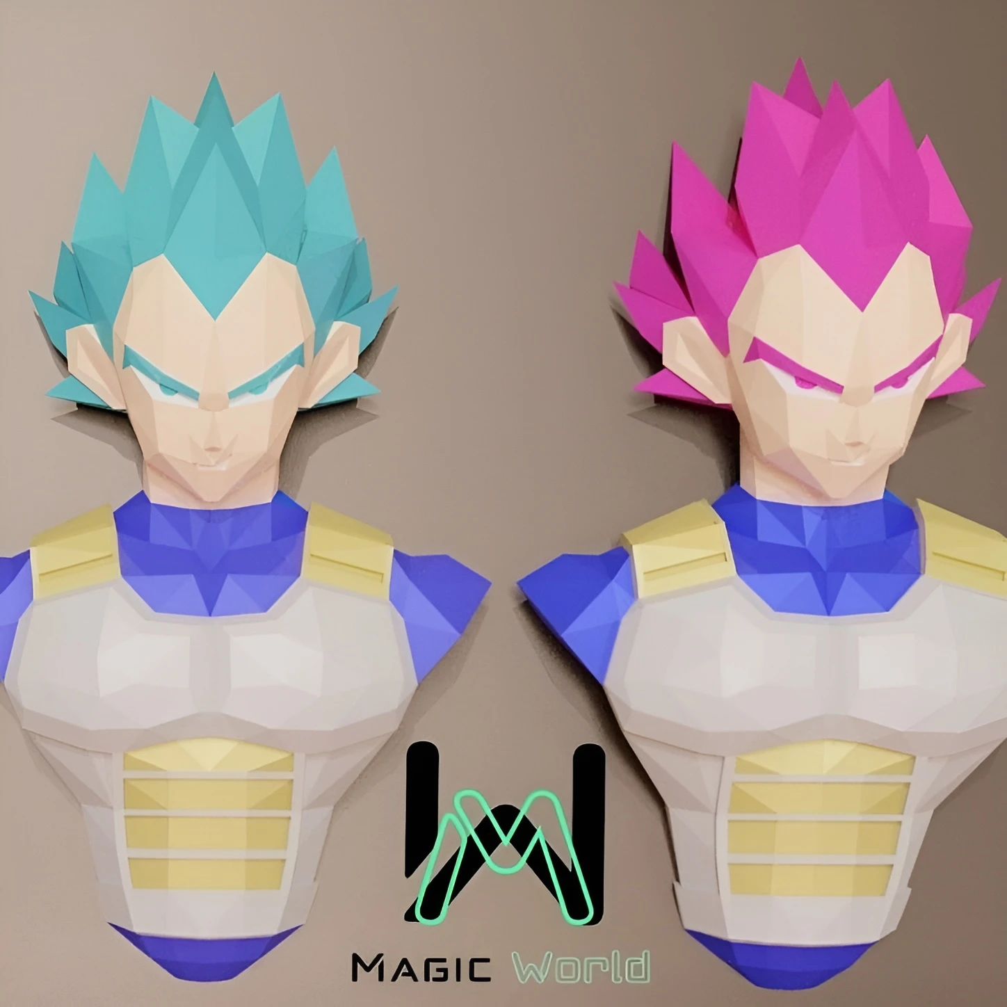 Vegeta, Dragon Ball Low Poly, Papercraft, PDF template, Paper model, Sculpture, 3D puzzle, Polygonal model, Lowpoly