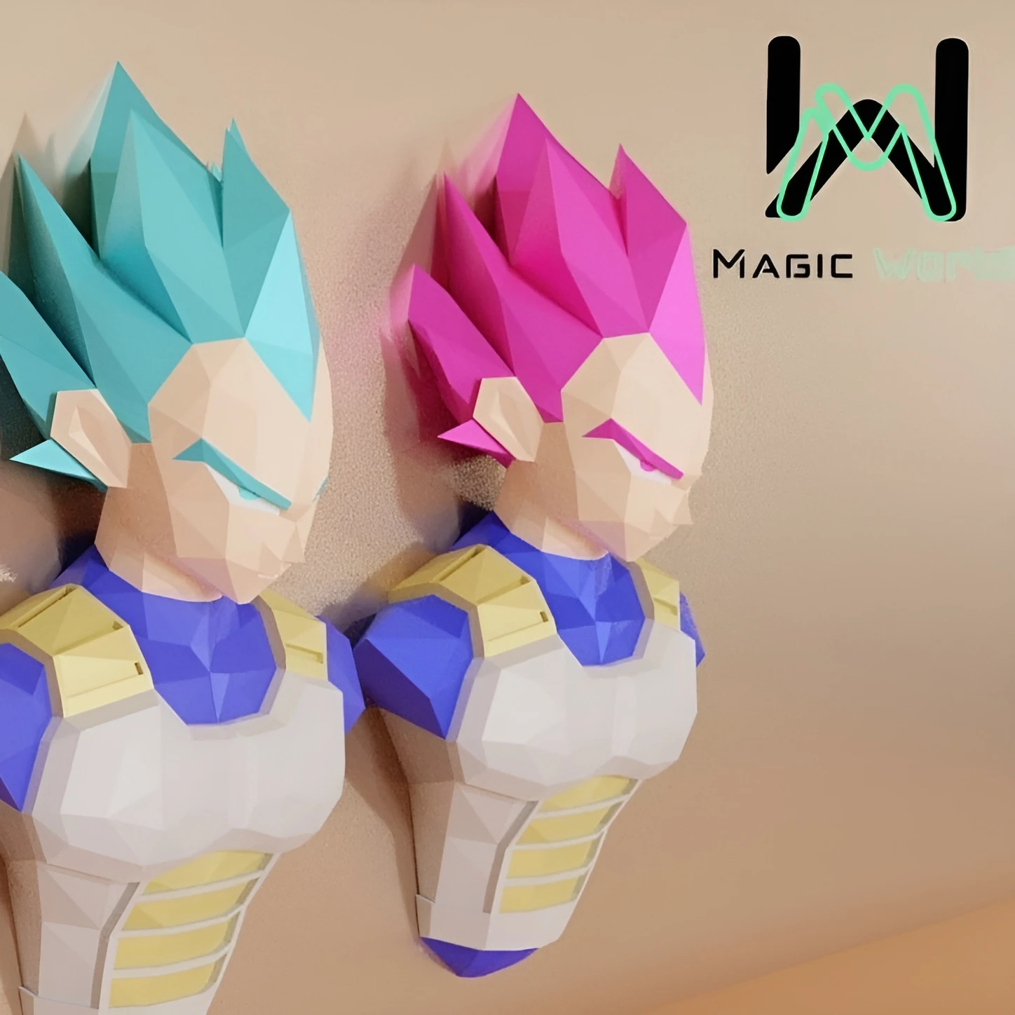 Vegeta, Dragon Ball Low Poly, Papercraft, PDF template, Paper model, Sculpture, 3D puzzle, Polygonal model, Lowpoly