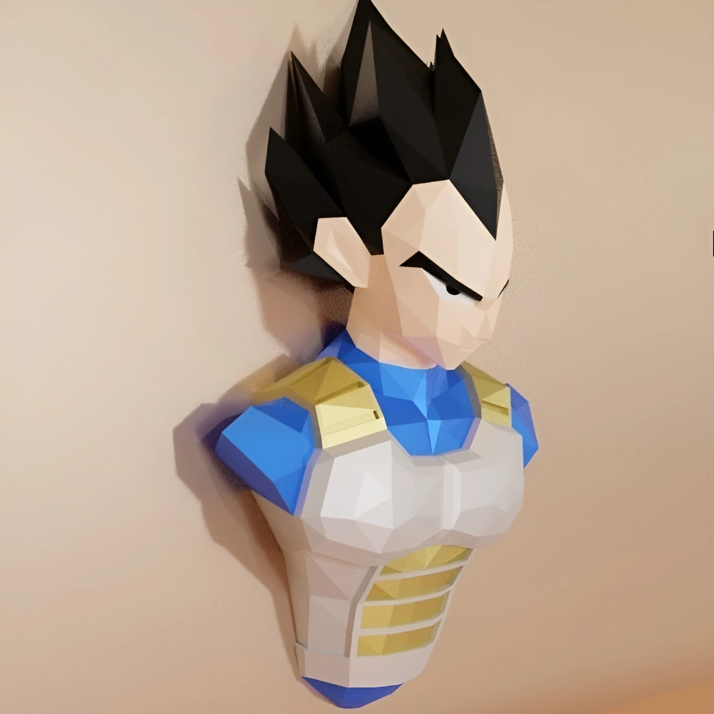 Vegeta, Dragon Ball Low Poly, Papercraft, PDF template, Paper model, Sculpture, 3D puzzle, Polygonal model, Lowpoly