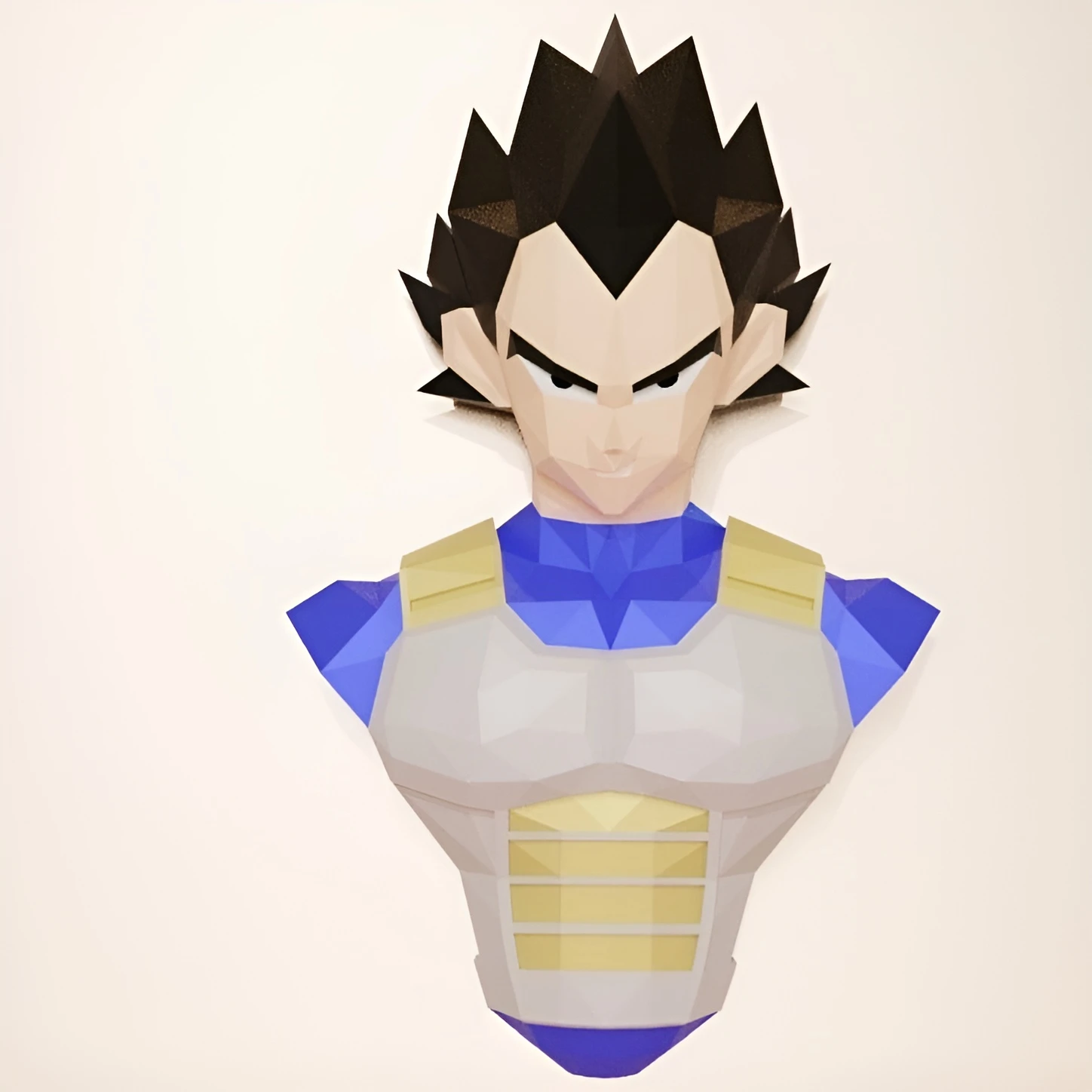 Vegeta, Dragon Ball Low Poly, Papercraft, PDF template, Paper model, Sculpture, 3D puzzle, Polygonal model, Lowpoly