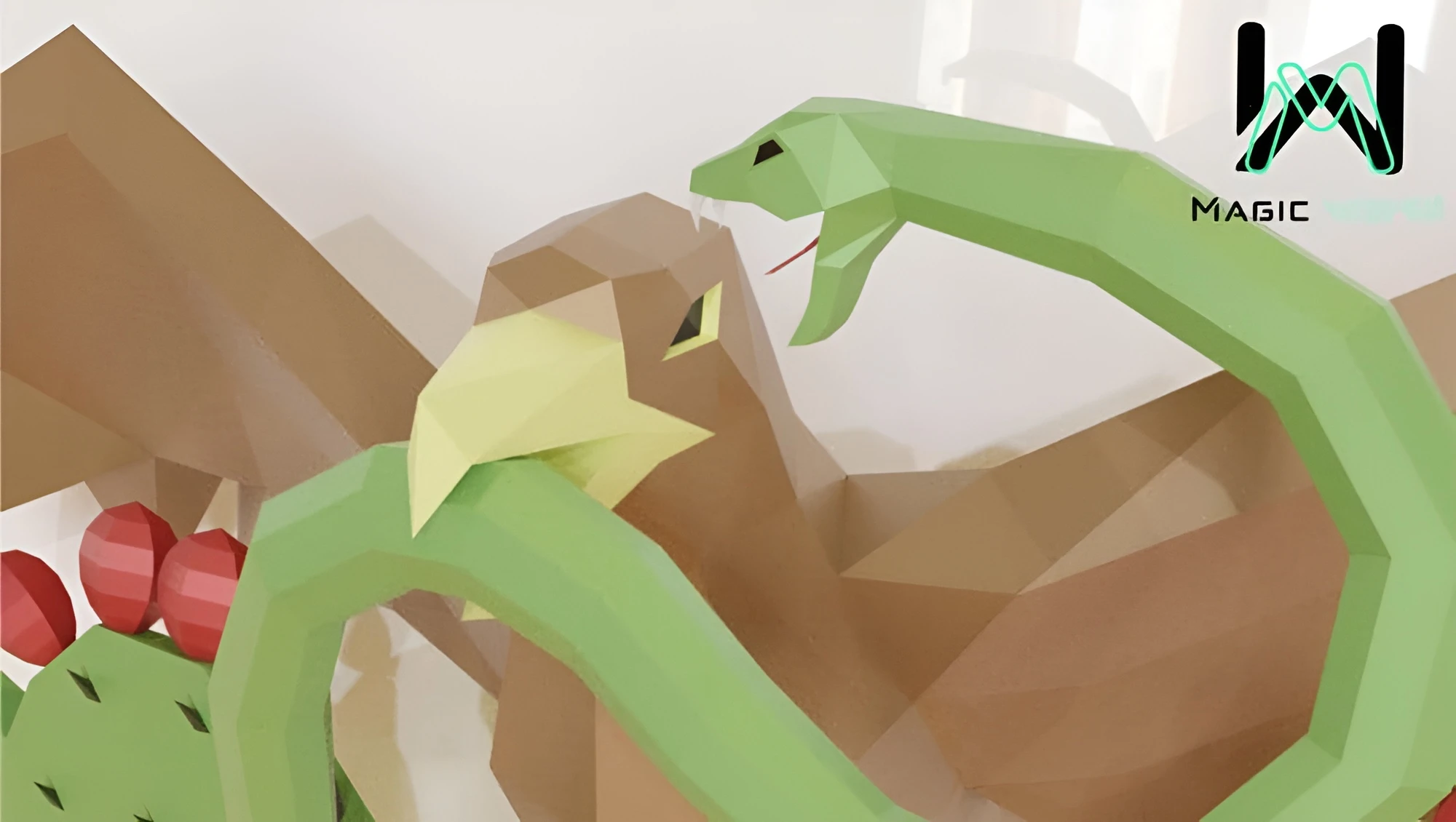 Eagle and Snake Low Poly, Papercraft, PDF template, Paper model, Sculpture, 3D puzzle, Polygonal model, Lowpoly