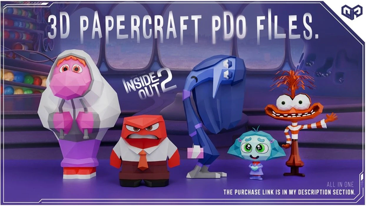 Anxiety Indide Out Low poly Papercraft | OchkoArtDesign