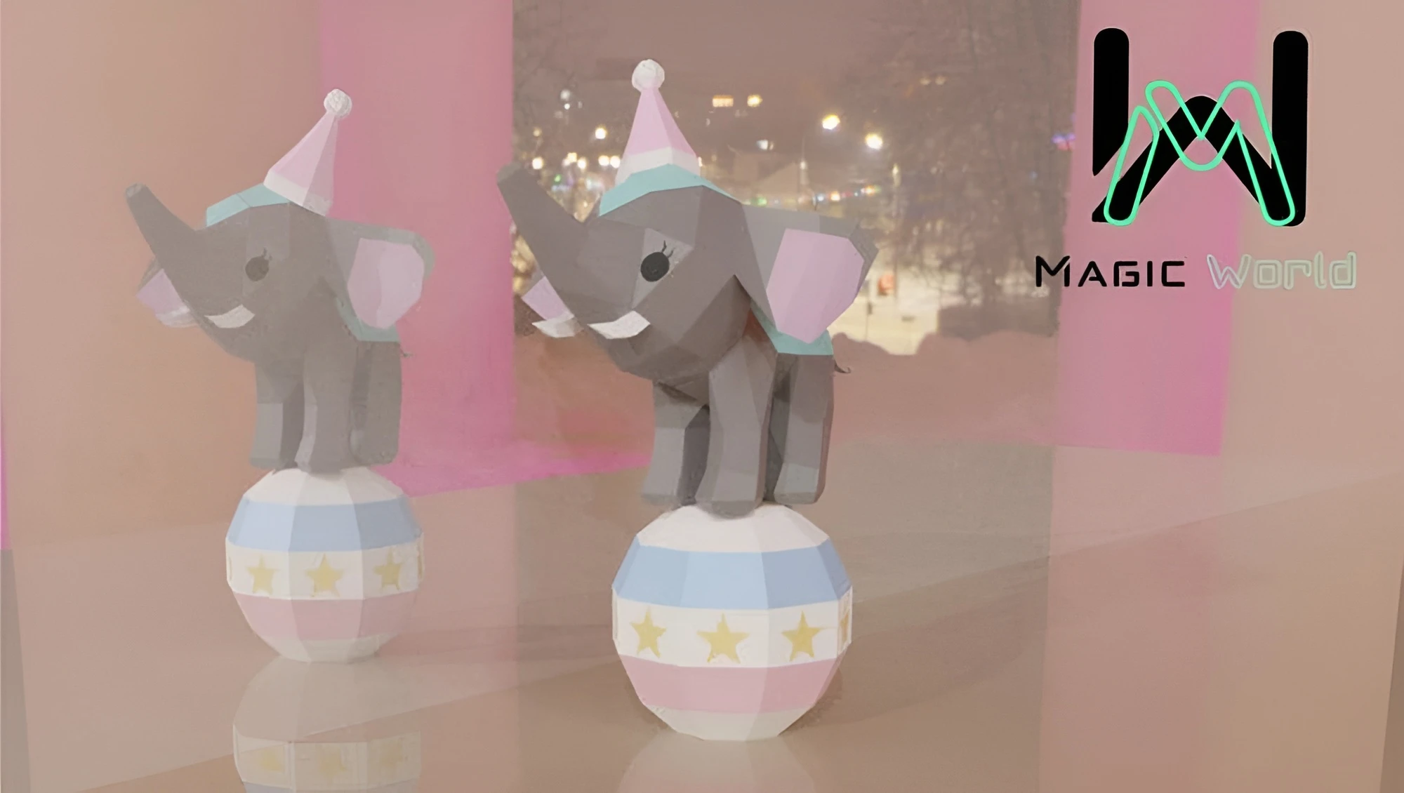 Combo 3 Elephant Performing Circus Low Poly, Papercraft, PDF template, Paper model, Sculpture, 3D puzzle, Polygonal model, Lowpoly