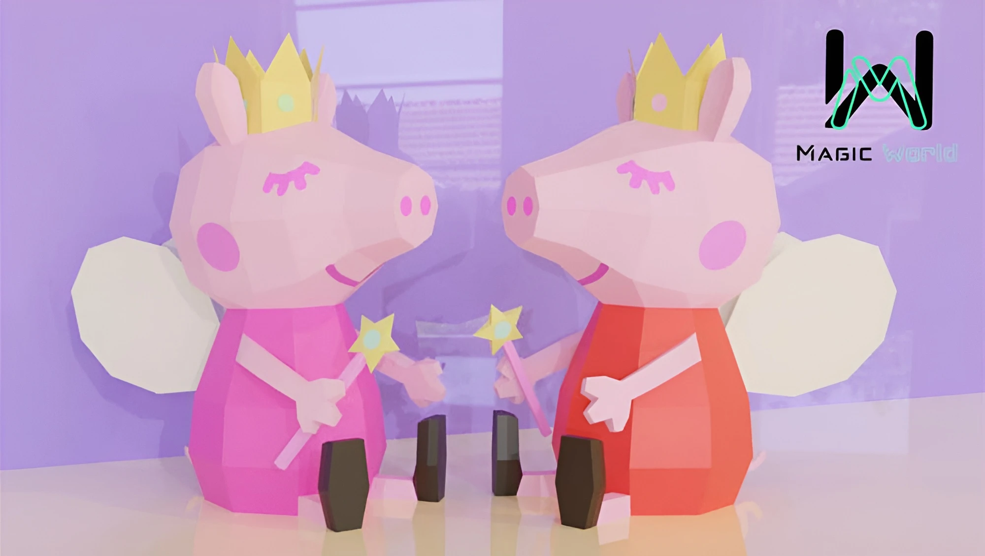 Pepa Pig Hada Low Poly, Papercraft, PDF template, Paper model, Sculpture, 3D puzzle, Polygonal model, Lowpoly