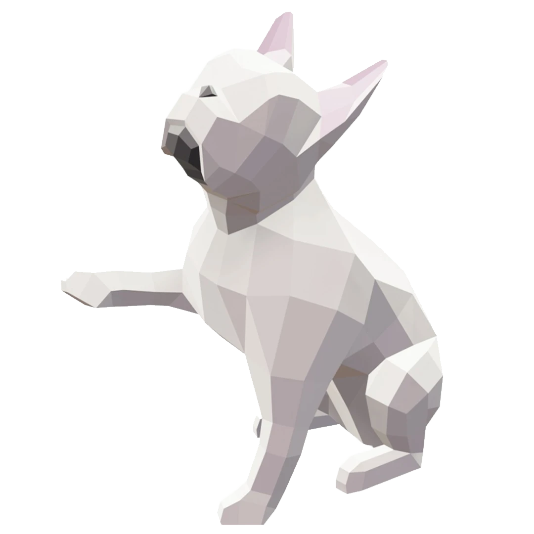 Boule Chien Patte Papercraft, Lowpoly Papercraft, Fovea - Papercraft - Nonitt