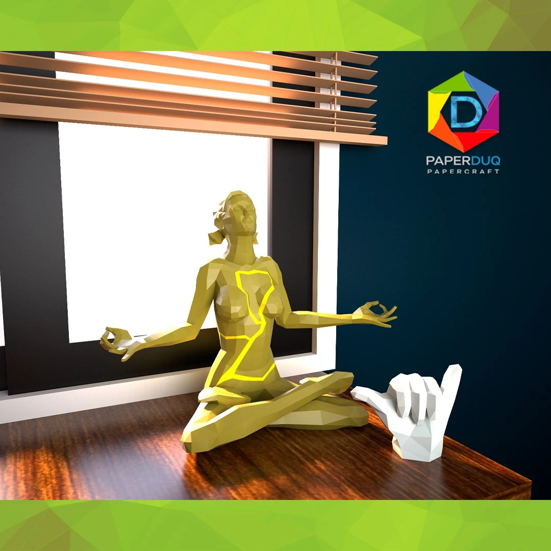 Woman Meditating, Mujer Meditando *Plantilla Papercraft PDF - PDF Papercraft Template*