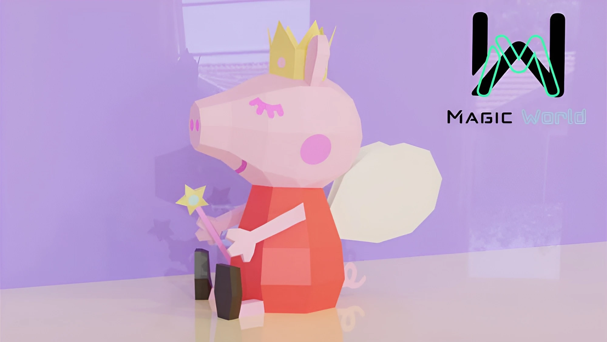 Pepa Pig Hada Low Poly, Papercraft, PDF template, Paper model, Sculpture, 3D puzzle, Polygonal model, Lowpoly