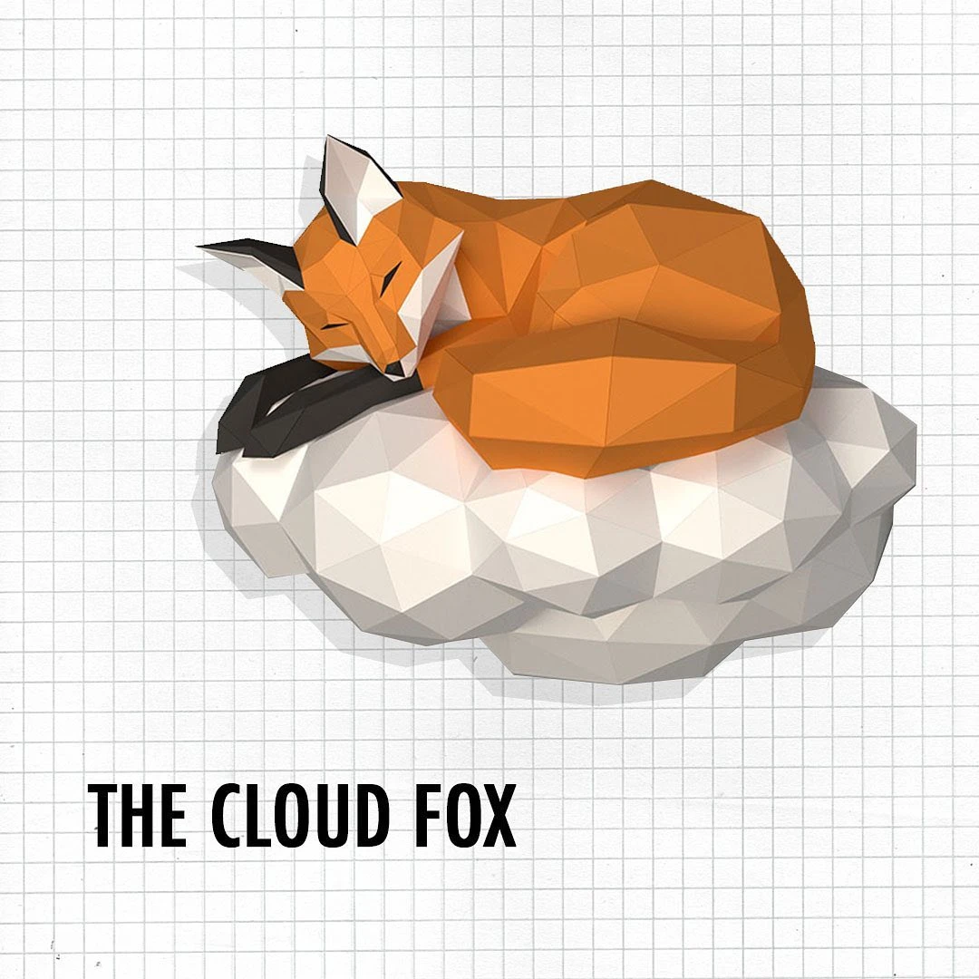 3D papercraft DIY The Cloud Fox Low Poly GoPapercraft