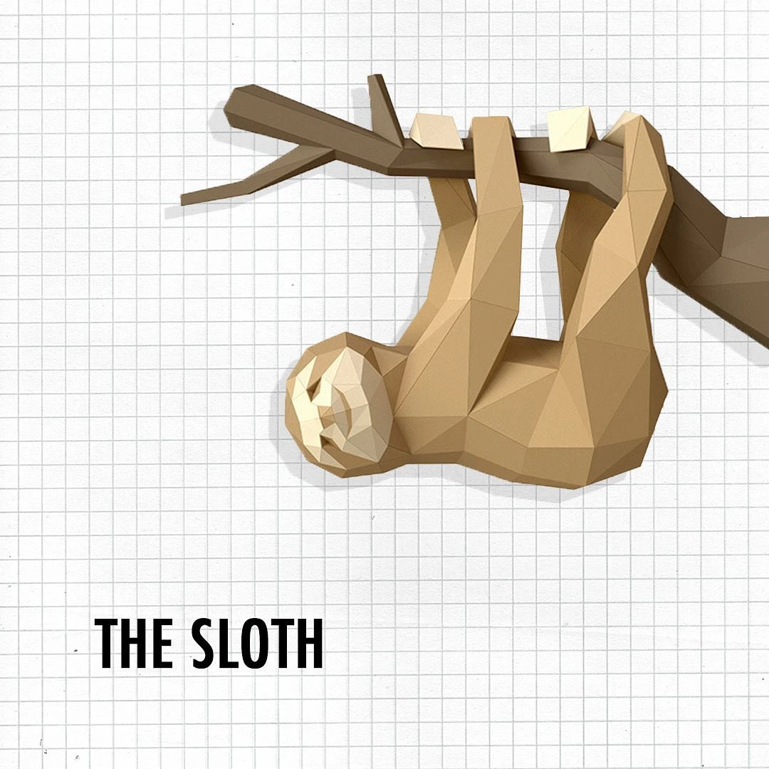 3D papercraft DIY The Sloth Low Poly GoPapercraft