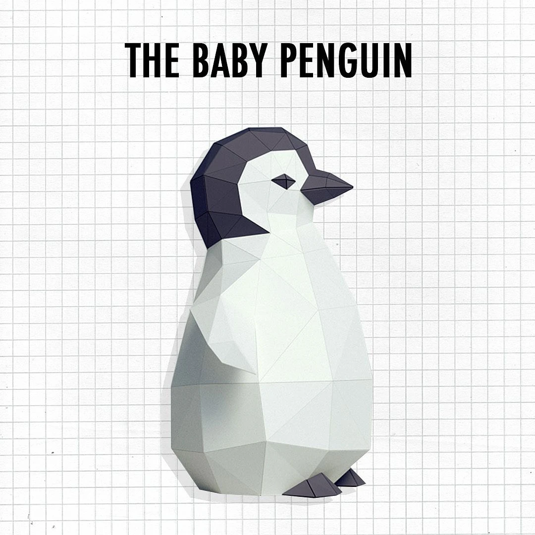 3D papercraft DIY The Baby Penguin Low Poly GoPapercraft