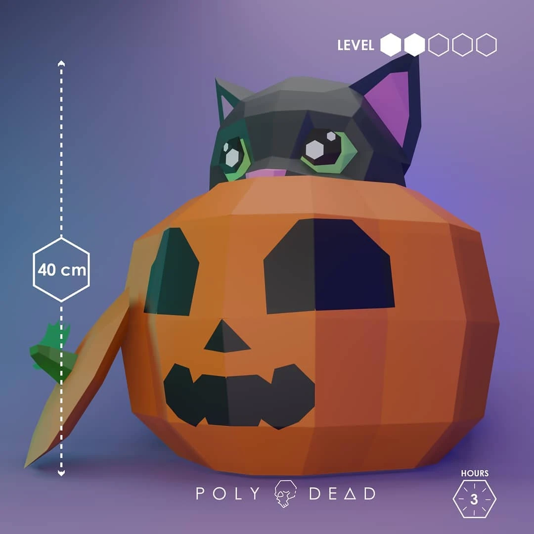 DIY Pumpkin Papercraft | Pumpkin Cat Decoration | Halloween templates | templates PDF