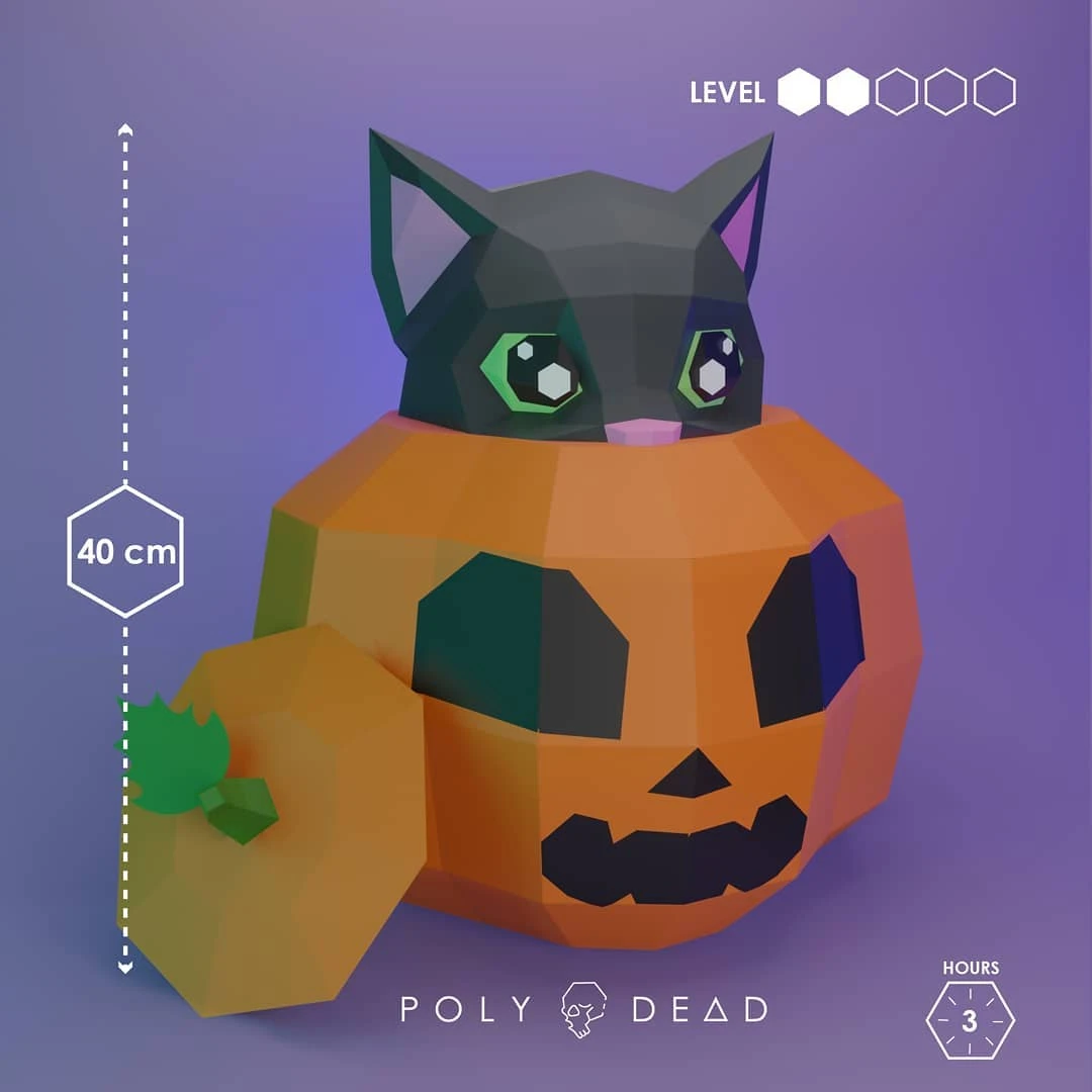 DIY Pumpkin Papercraft | Pumpkin Cat Decoration | Halloween templates | templates PDF