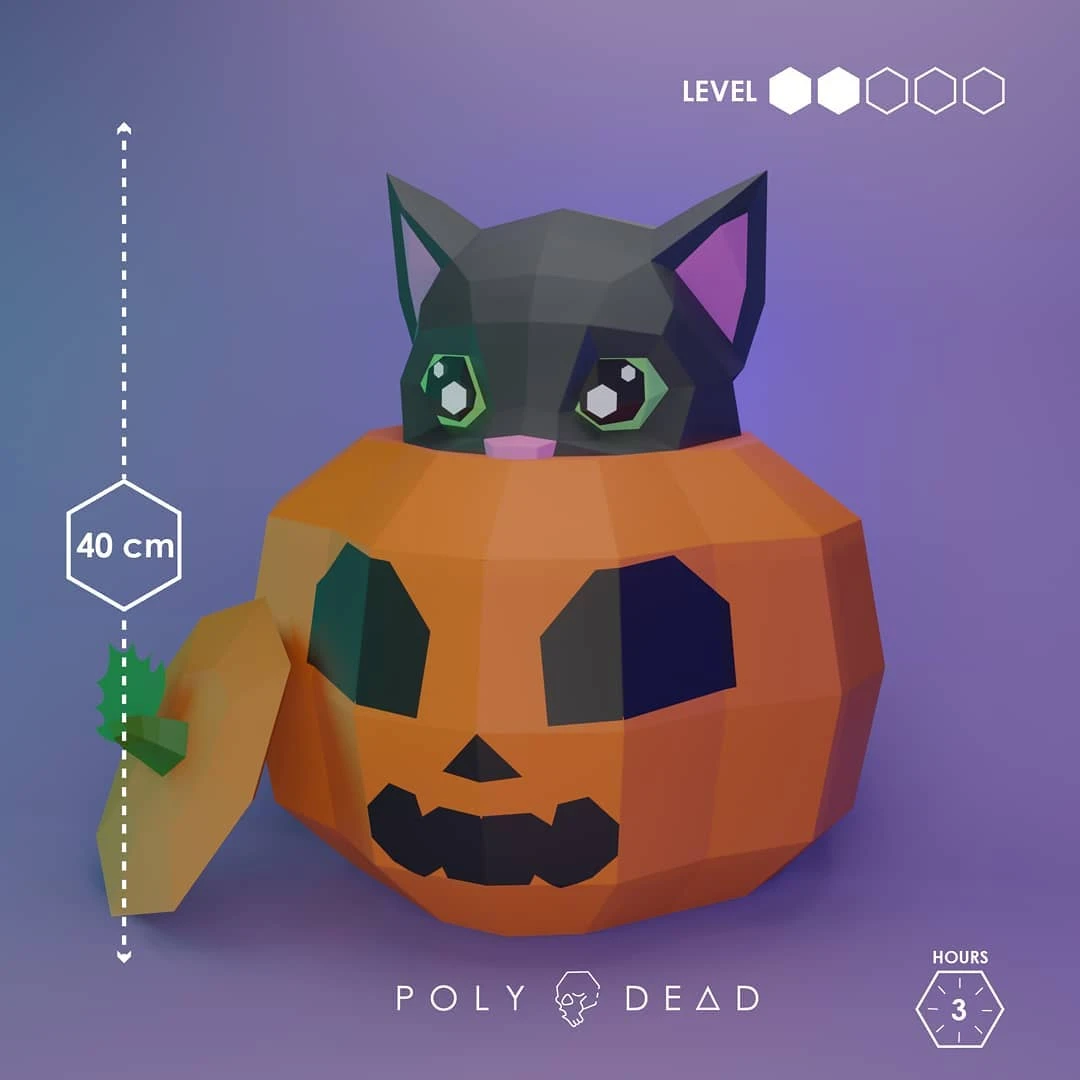 DIY Pumpkin Papercraft | Pumpkin Cat Decoration | Halloween templates | templates PDF