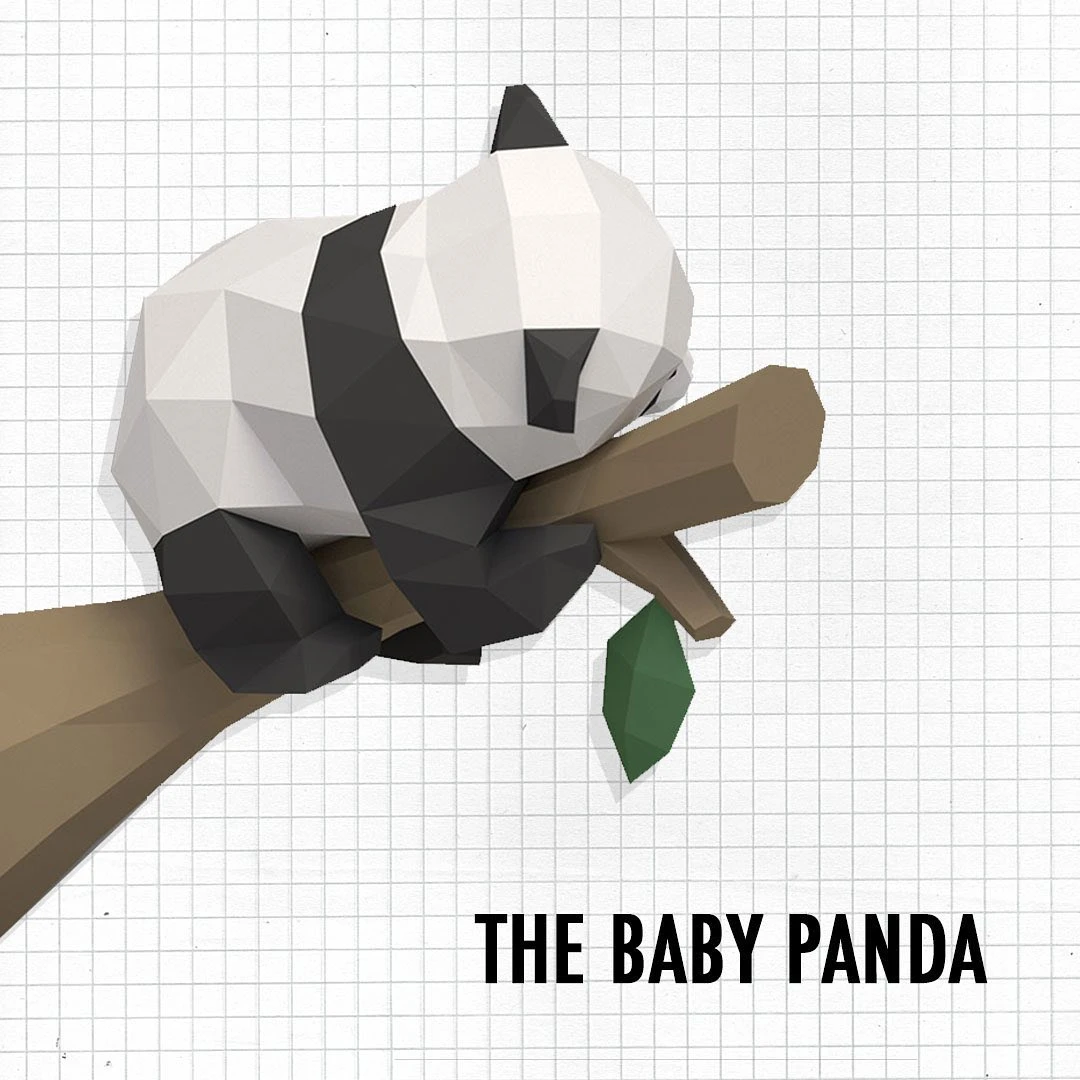 3D papercraft DIY The Baby Panda Low Poly GoPapercraft