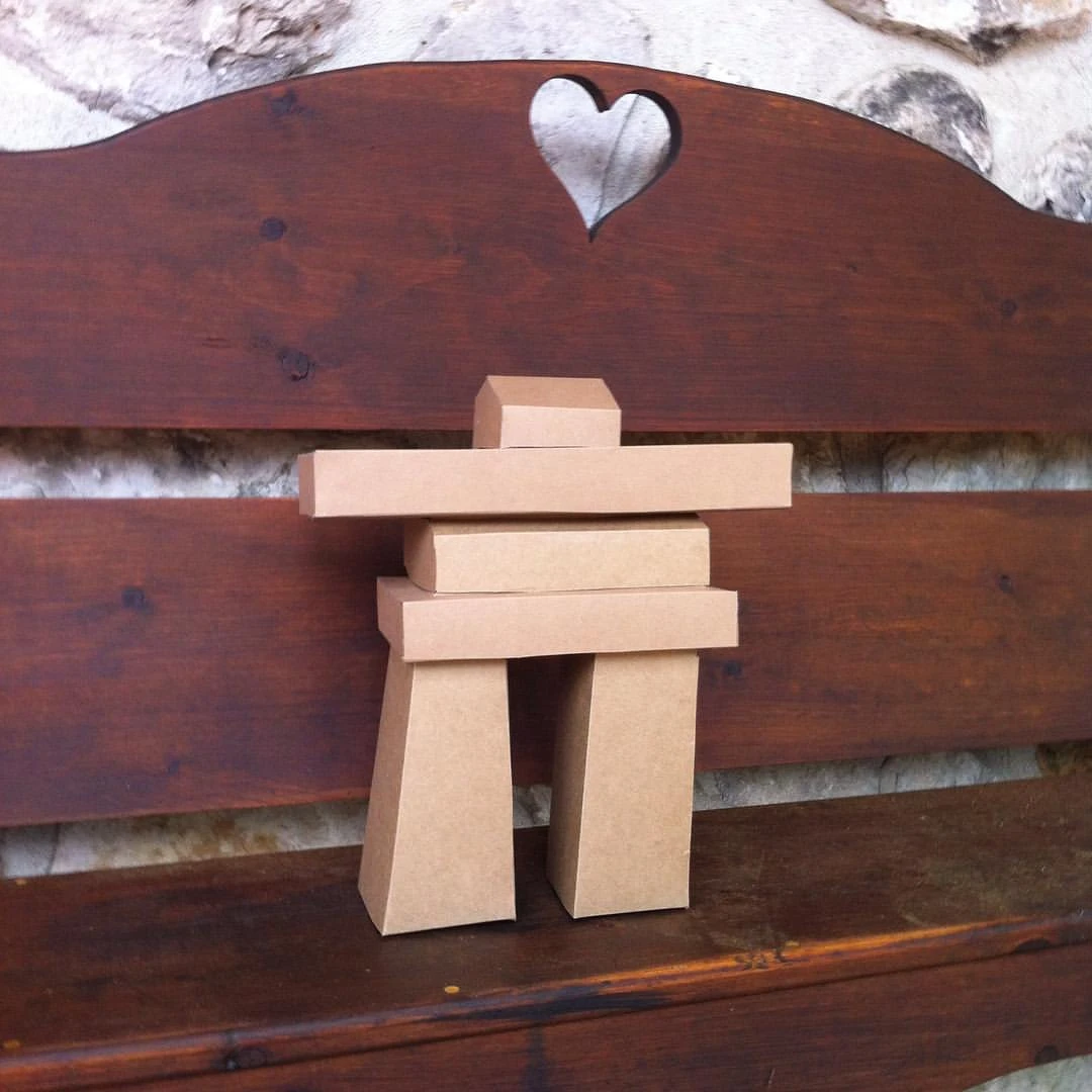 Inukshuk papercraft. You get PDF digital file templates and instructions for these DIY modern paper sculpture.