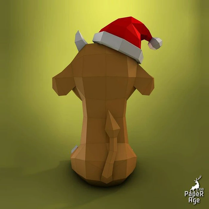 Little Bull, Christmas Hat, Papercraft, Pepakura, Lowpoly, Low Polygon, 3D Papercraft, handmade, Paper Sculptures, DIY origami