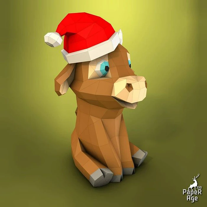 Little Bull, Christmas Hat, Papercraft, Pepakura, Lowpoly, Low Polygon, 3D Papercraft, handmade, Paper Sculptures, DIY origami