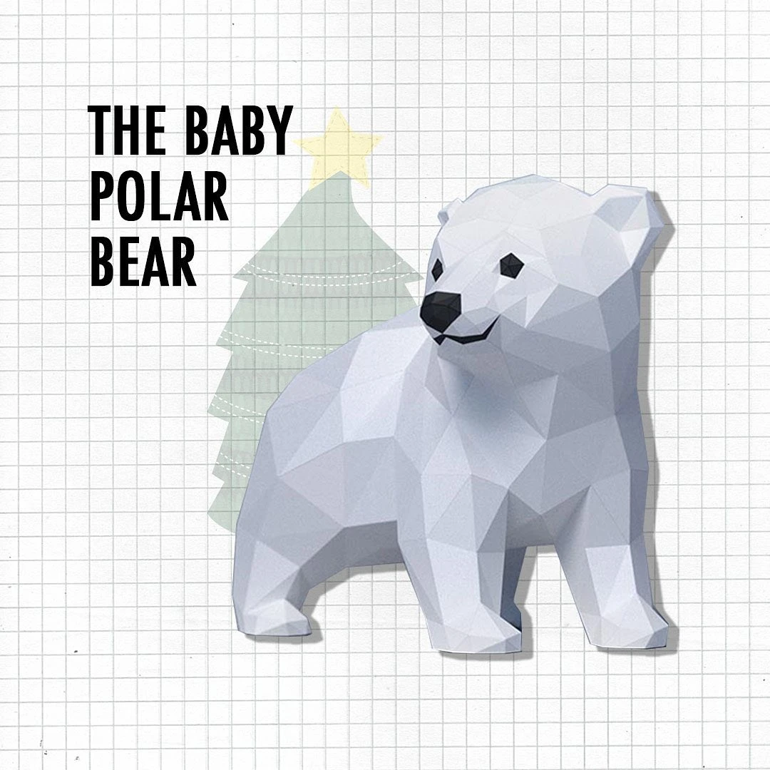 3D papercraft DIY The Baby Polar Bear Low Poly GoPapercraft