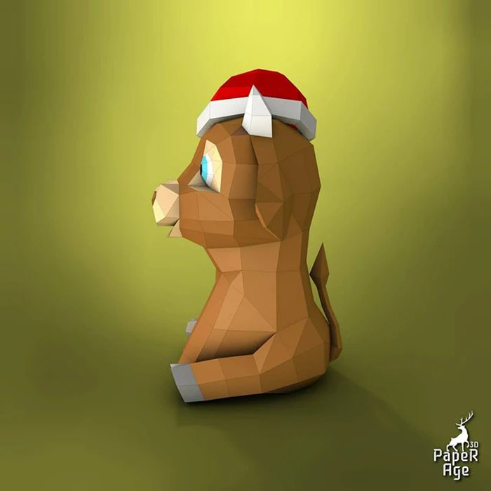 Little Bull, Christmas Hat, Papercraft, Pepakura, Lowpoly, Low Polygon, 3D Papercraft, handmade, Paper Sculptures, DIY origami