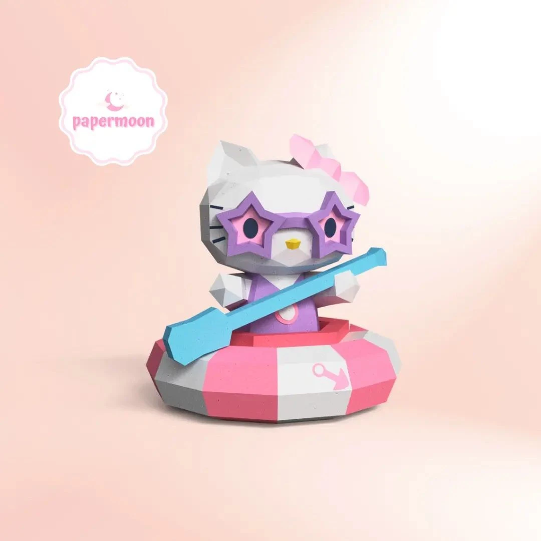 Vacaciones Sanrio: Hello Kitty Low Poly Papercraft