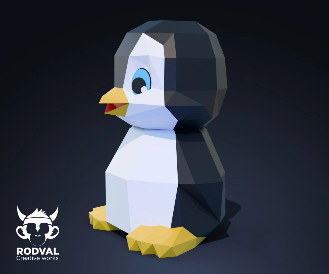 WOBBLE PENGUIN, Papercraft, Template, DIY, Paper, Low Poly, Cute, Kawaii, 3D Model, Pdf Low Poly, Kids Toy