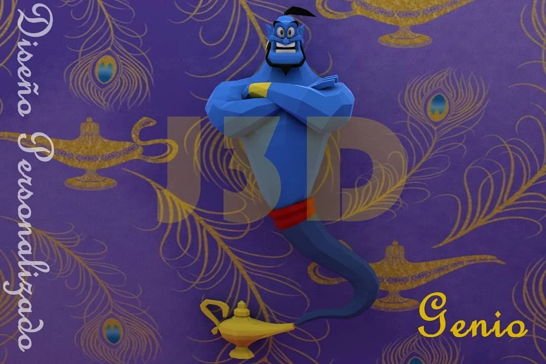 Aladdin Genie Papercraft PDF, Template For office, Room, Decor, DIY gift for friends, family, Low poly Paper, Paper Craft 3D kit by J3Du