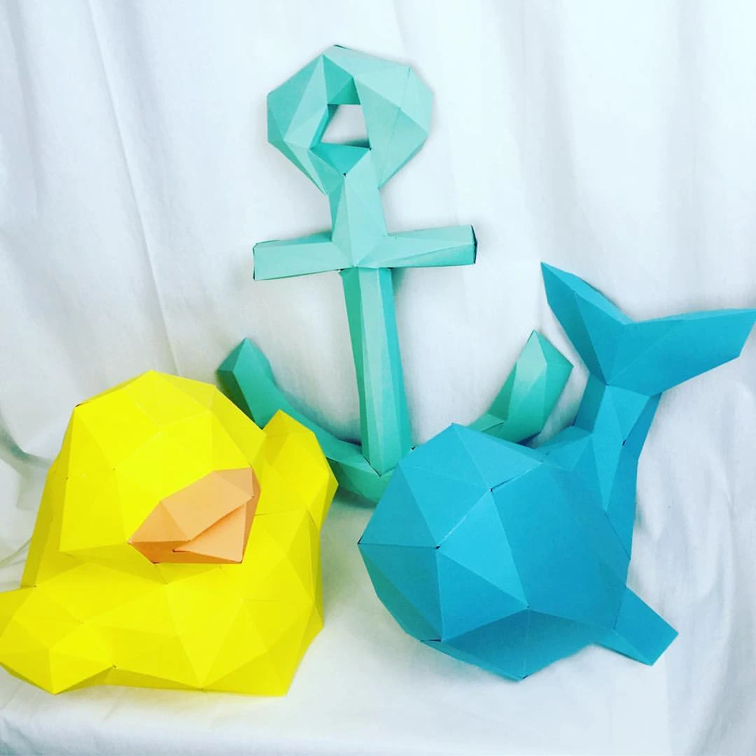 Rubber duck papercraft. You get PDF digital file templates and instructions for these DIY modern paper sculpture.