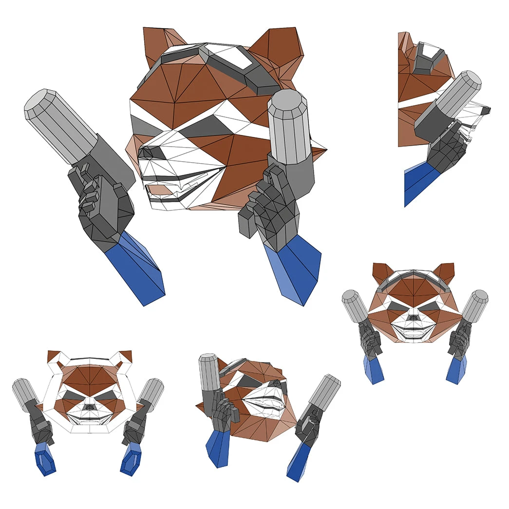 DIY lowpoly papercraft, Rocket Raccoon, Lowpoly, Sculpture, papercraft, DIY, Decoration, Wall, Marvel, Avengers, Origami, Art, Craft, GOTG