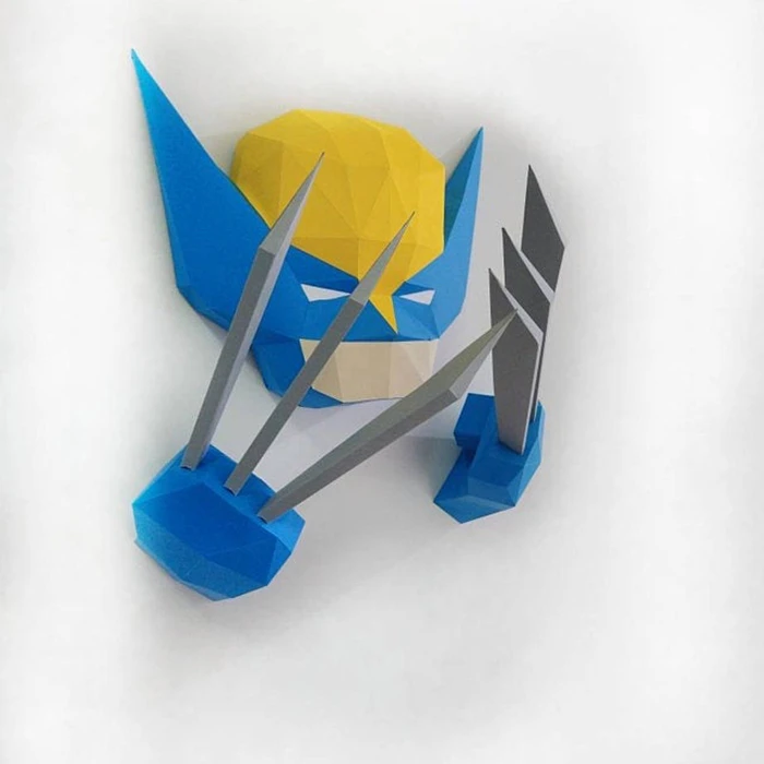 DIY lowpoly Papercraft, Wolverine, Sculpture, DIY, Decoration, Wall, Origami, Art, Craft, Template, Printable, Superheroes, Fanart