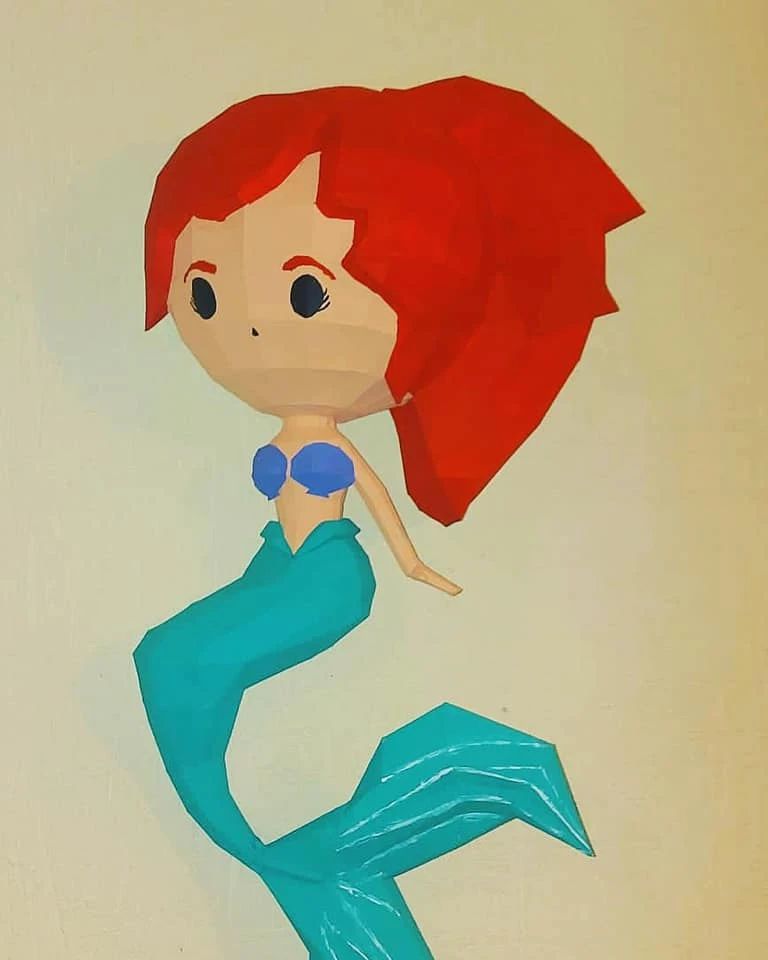 LITTLE MERMAID Papercraft, Template, PDF, DIY, Paper, Low Poly