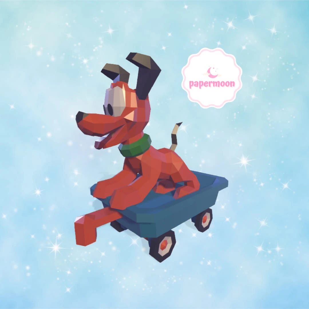 #5 Train Disney: Pluto Baby Low Poly Papercraft