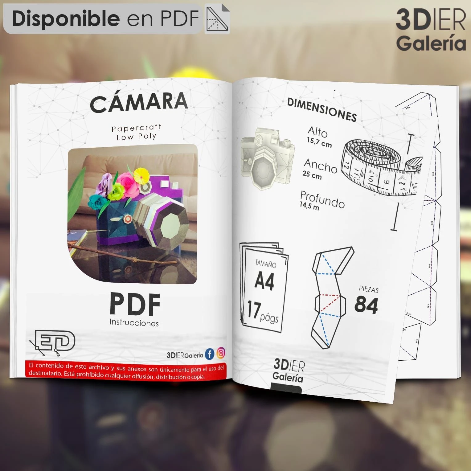 Camera Digital PDF Papercraft Templates, Paper Art and Craft for Home Decor, DIY, 3DIER, PDF Patterns, Papercraft Templates, Low Poly