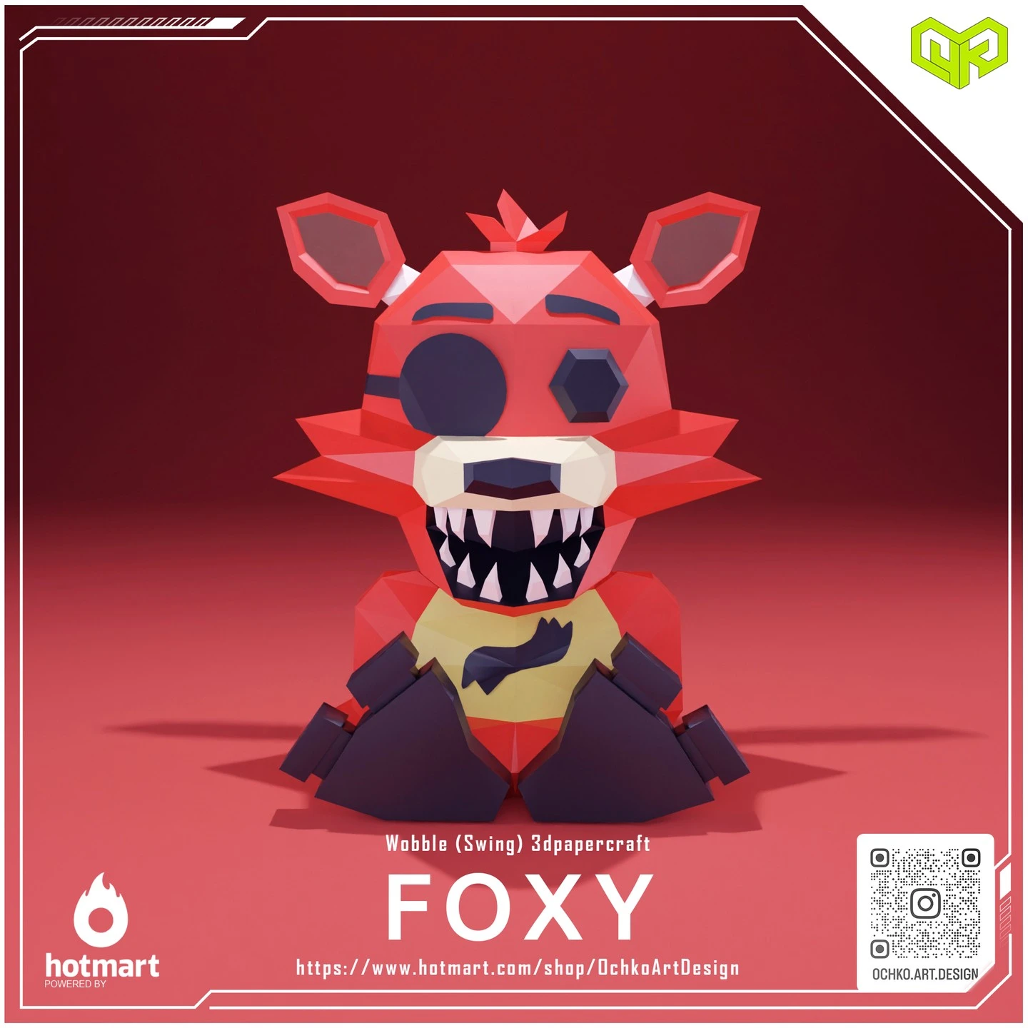 Halloween Wobble Foxy - Five Nights at Freddy's Low poly Papercraft | OchkoArtDesign