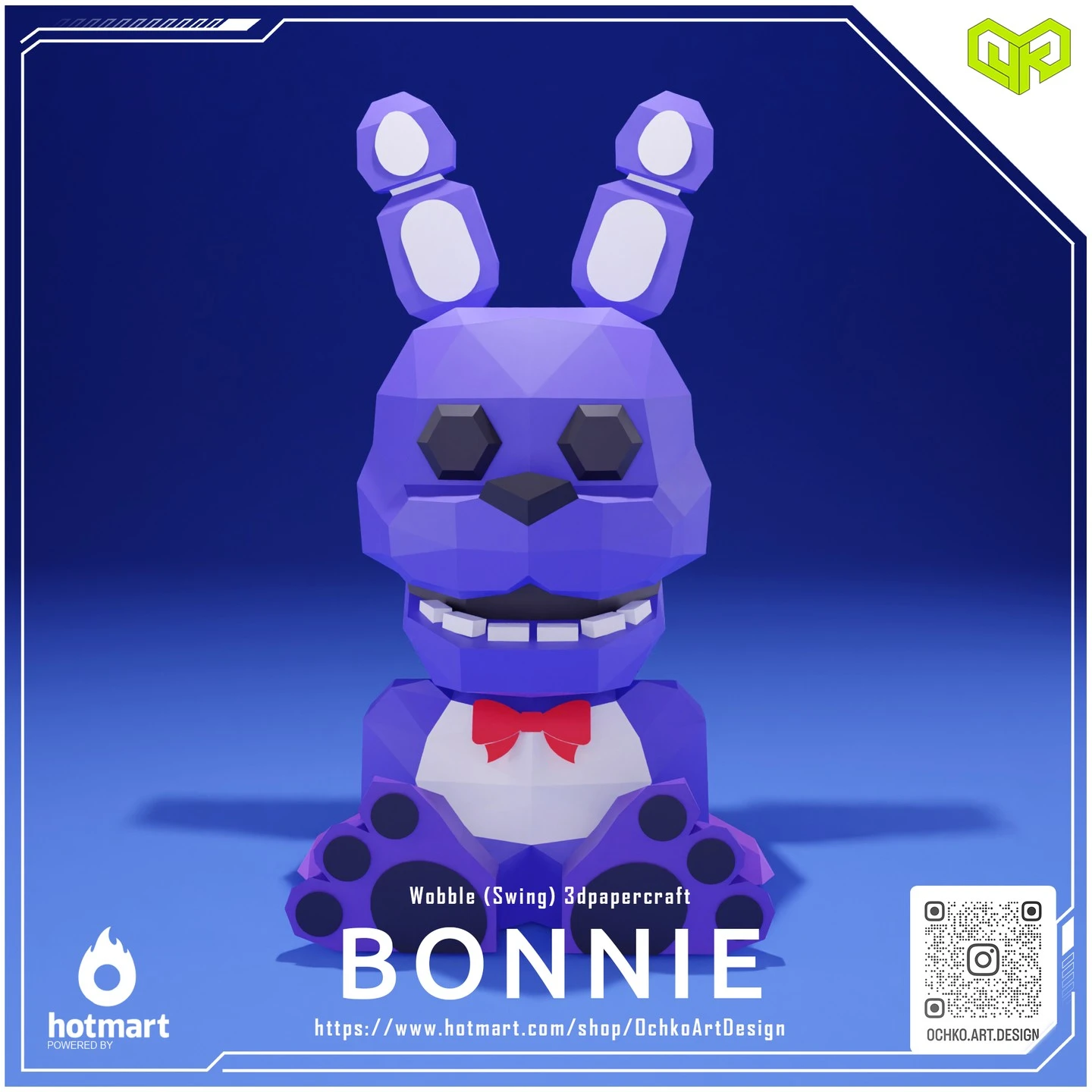 Halloween Wobble Bonnie - Five Nights at Freddy's Low poly Papercraft | OchkoArtDesign